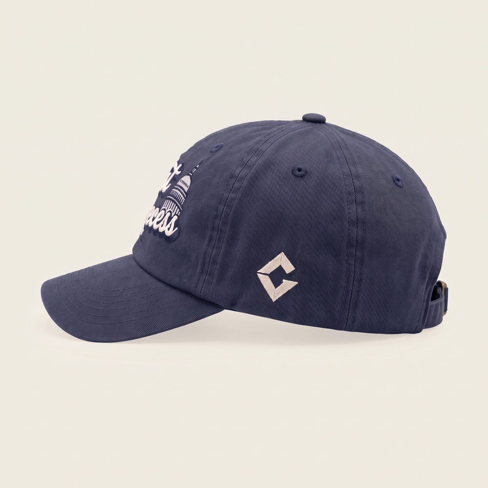 August Recess cap, Washed navy, left side