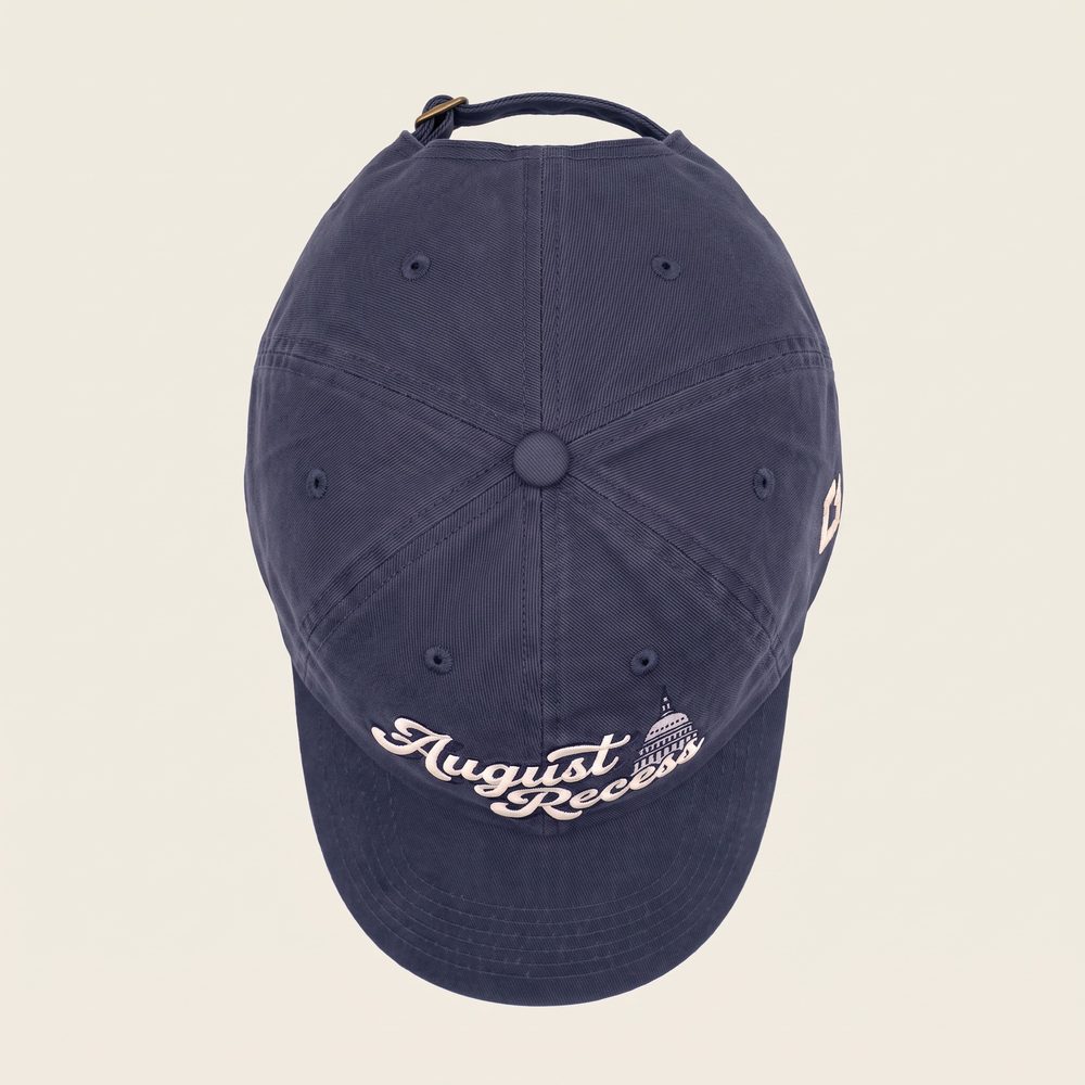 August Recess cap, Washed navy, from above