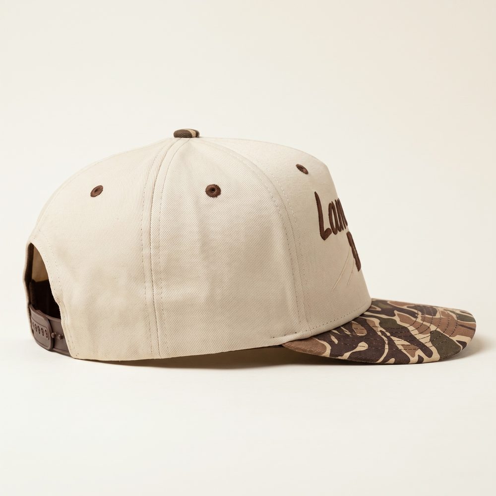 Lame Duck cap, Stone crown, duck camo brim, right side