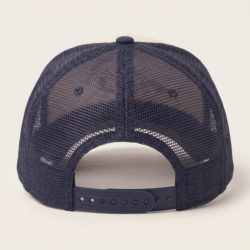 Yeas and Nays Trucker cap, Stone front, navy mesh and brim, back